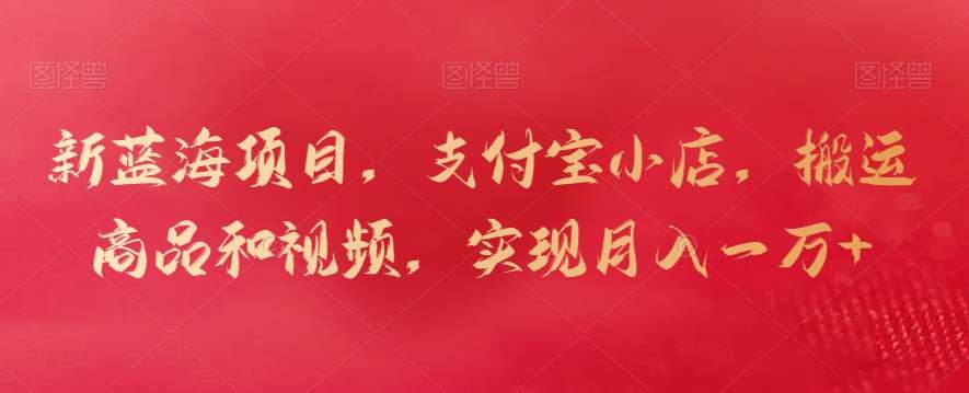 新蓝海项目，支付宝小店，搬运商品和视频，实现月入一万+【揭秘】-问小徐资源库