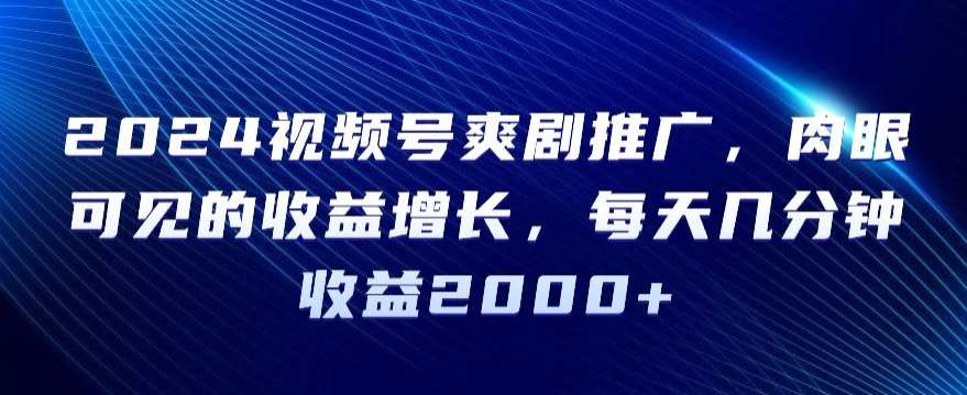 2024视频号爽剧推广，肉眼可见的收益增长，每天几分钟收益2000+【揭秘】-问小徐资源库