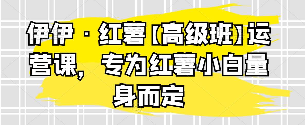 伊伊·红薯【高级班】运营课，专为红薯小白量身而定-问小徐资源库