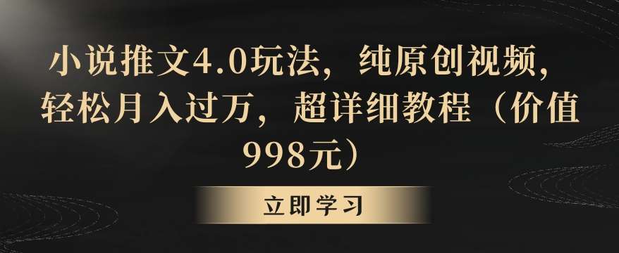 小说推文4.0玩法，纯原创视频，轻松月入过万，超详细教程（价值998元）【揭秘】-问小徐资源库