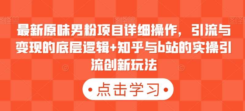 最新原味男粉项目详细操作，引流与变现的底层逻辑+知乎与b站的实操引流创新玩法-问小徐资源库