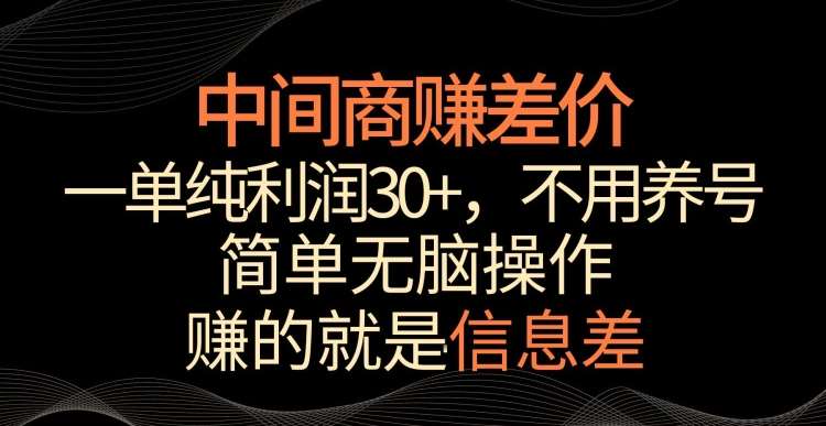 中间商赚差价，一单纯利润30+，简单无脑操作，赚的就是信息差，轻轻松松日入1000+【揭秘】-问小徐资源库