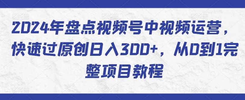 2024年盘点视频号中视频运营，快速过原创日入300+，从0到1完整项目教程-问小徐资源库