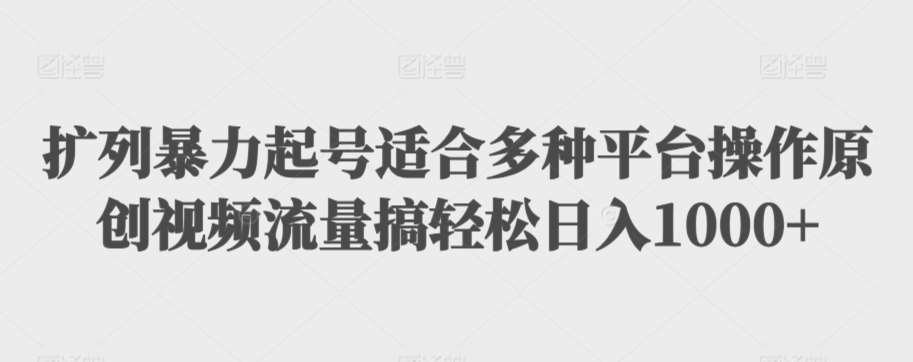 扩列暴力起号适合多种平台操作原创视频流量搞轻松日入1000+【揭秘】-问小徐资源库