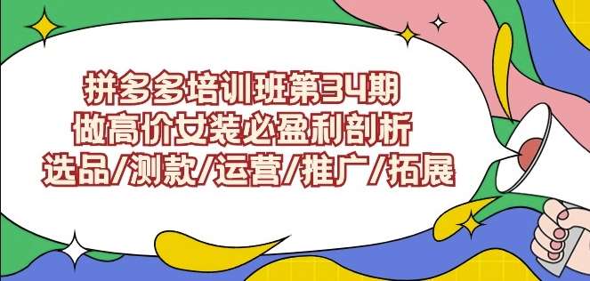 拼多多培训班第34期：做高价女装必盈利剖析选品/测款/运营/推广/拓展-问小徐资源库