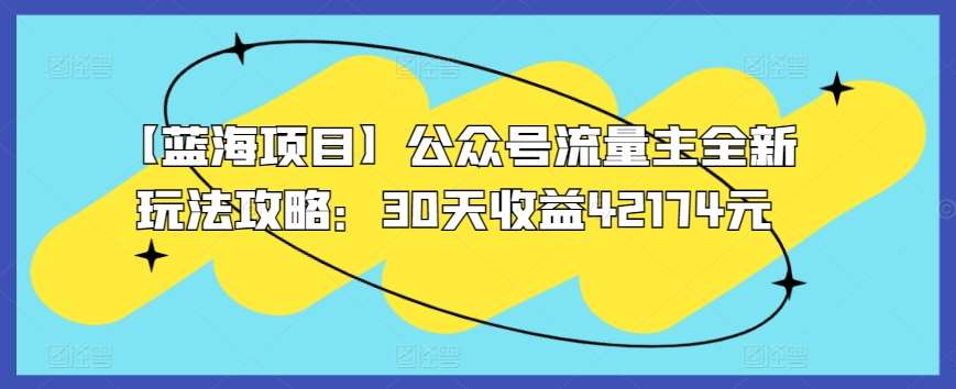 【蓝海项目】公众号流量主全新玩法攻略：30天收益42174元【揭秘】-问小徐资源库