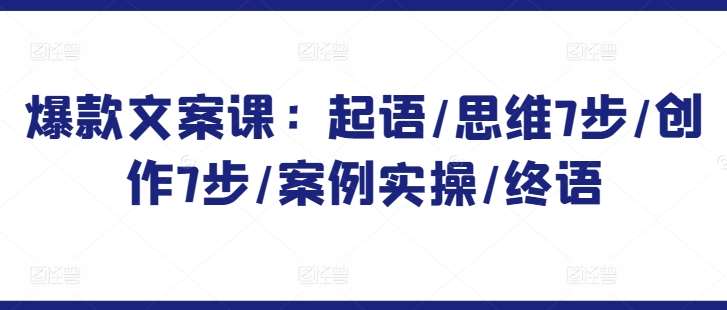 爆款文案课：起语/思维7步/创作7步/案例实操/终语-问小徐资源库