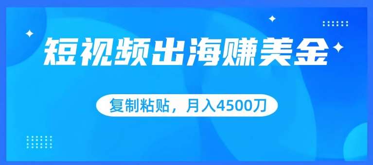 短视频出海赚美金，复制粘贴批量操作，小白轻松掌握，月入4500美刀【揭秘】-问小徐资源库