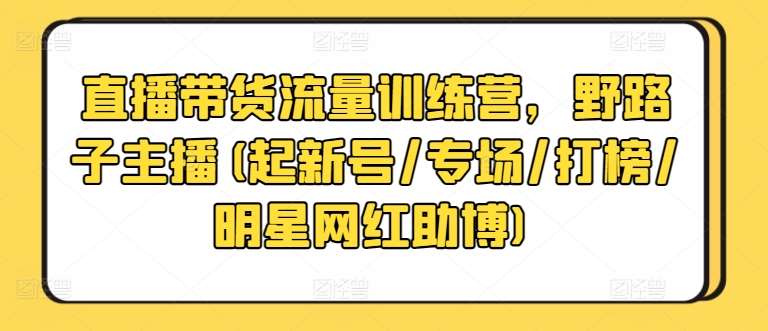 直播带货流量训练营，野路子主播(起新号/专场/打榜/明星网红助博)-问小徐资源库
