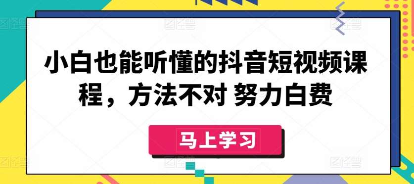 小白也能听懂的抖音短视频课程，方法不对 努力白费-问小徐资源库