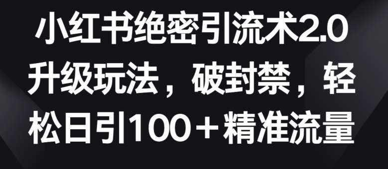 小红书绝密引流术2.0升级玩法，破封禁，轻松日引100+精准流量【揭秘】-问小徐资源库