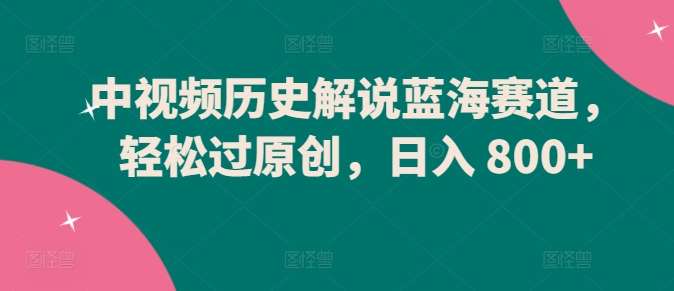 中视频历史解说蓝海赛道，轻松过原创，日入 800+【揭秘】-问小徐资源库
