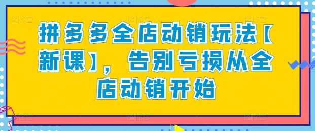 拼多多全店动销玩法【新课】，告别亏损从全店动销开始-问小徐资源库