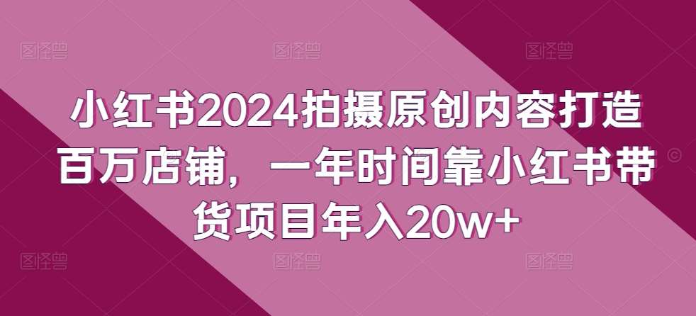 小红书2024拍摄原创内容打造百万店铺，一年时间靠小红书带货项目年入20w+-问小徐资源库