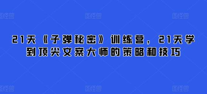 21天《子弹秘密》训练营，21天学到顶尖文案大师的策略和技巧-问小徐资源库
