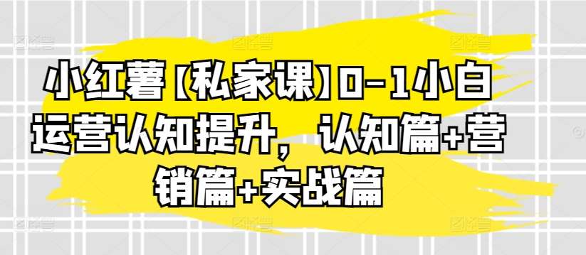小红薯【私家课】0-1小白运营认知提升，认知篇+营销篇+实战篇-问小徐资源库