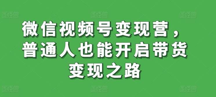 微信视频号变现营，普通人也能开启带货变现之路-问小徐资源库