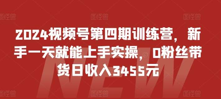 2024视频号第四期训练营，新手一天就能上手实操，0粉丝带货日收入3455元-问小徐资源库