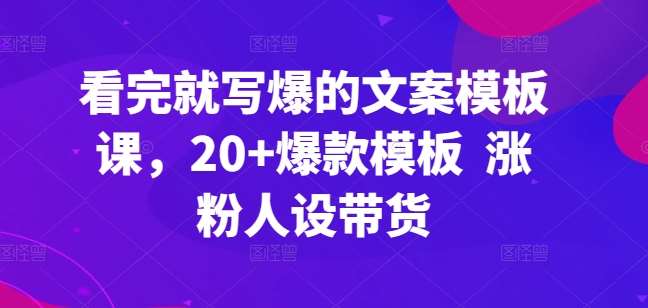 看完就写爆的文案模板课，20+爆款模板  涨粉人设带货-问小徐资源库