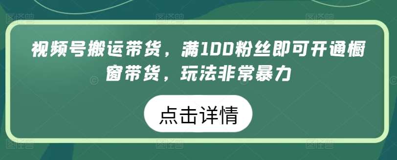 视频号搬运带货，满100粉丝即可开通橱窗带货，玩法非常暴力【揭秘】-问小徐资源库