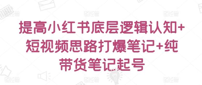 提高小红书底层逻辑认知+短视频思路打爆笔记+纯带货笔记起号-问小徐资源库