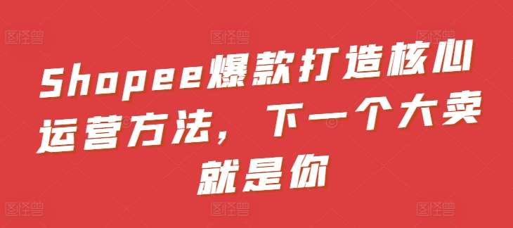 Shopee爆款打造核心运营方法，下一个大卖就是你-问小徐资源库