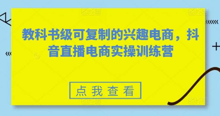 教科书级可复制的兴趣电商，抖音直播电商实操训练营-问小徐资源库