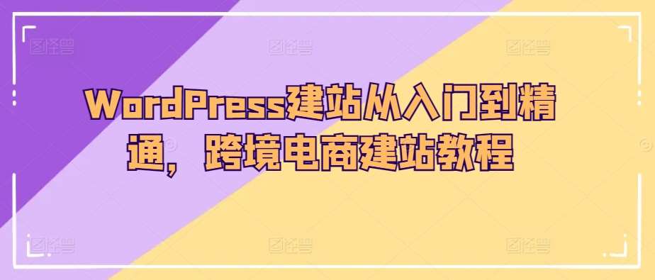 WordPress建站从入门到精通，跨境电商建站教程-问小徐资源库