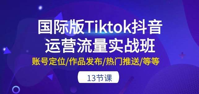 国际版Tiktok抖音运营流量实战班：账号定位/作品发布/热门推送/等等-13节-问小徐资源库