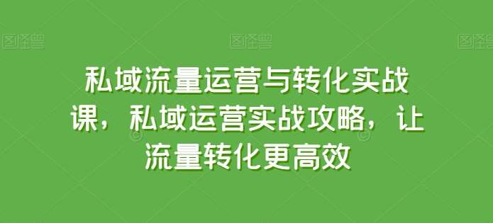 私域流量运营与转化实战课，私域运营实战攻略，让流量转化更高效-问小徐资源库