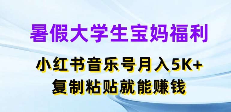 暑假大学生宝妈福利，小红书音乐号月入5000+，复制粘贴就能赚钱【揭秘】-问小徐资源库