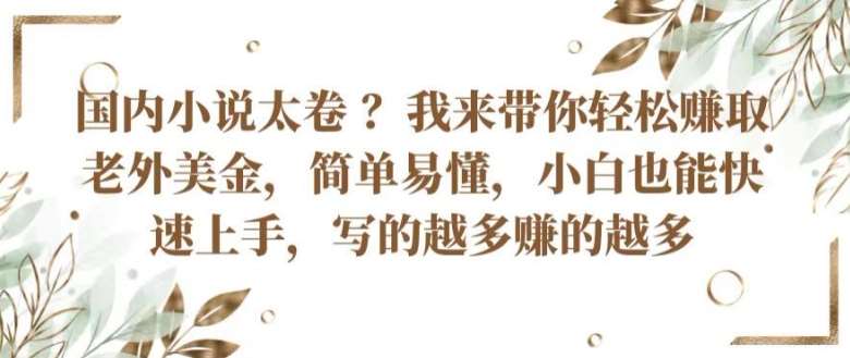 国内小说太卷 ?带你轻松赚取老外美金，简单易懂，小白也能快速上手，写的越多赚的越多【揭秘】-问小徐资源库