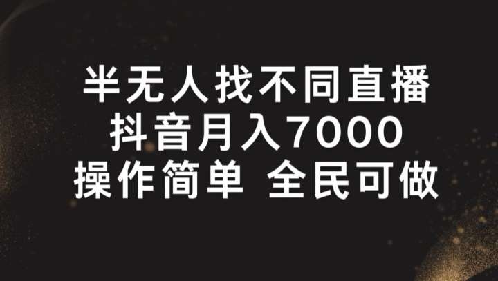 半无人找不同直播，月入7000+，操作简单 全民可做【揭秘】-问小徐资源库