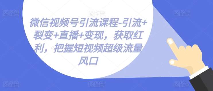 微信视频号引流课程-引流+裂变+直播+变现，获取红利，把握短视频超级流量风口-问小徐资源库
