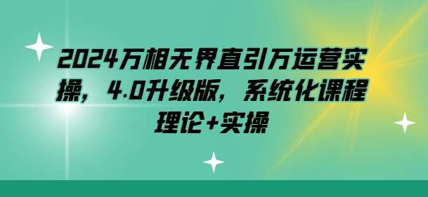 2024万相无界直引万运营实操，4.0升级版，系统化课程 理论+实操-问小徐资源库