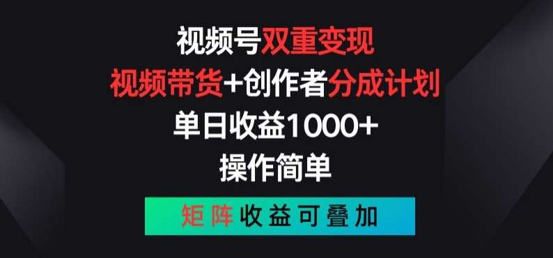 视频号双重变现，视频带货+创作者分成计划 , 操作简单，矩阵收益叠加【揭秘】-问小徐资源库