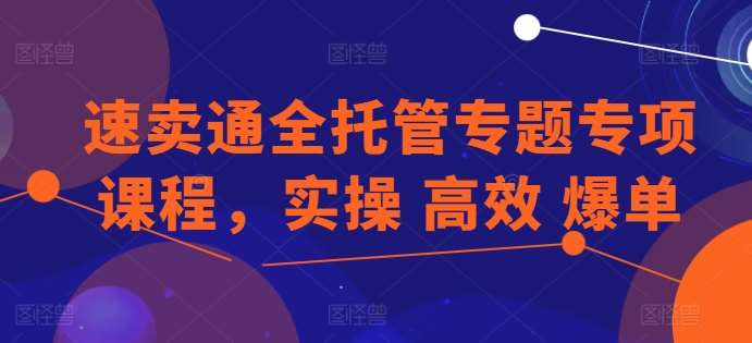 速卖通全托管专题专项课程，实操 高效 爆单-问小徐资源库