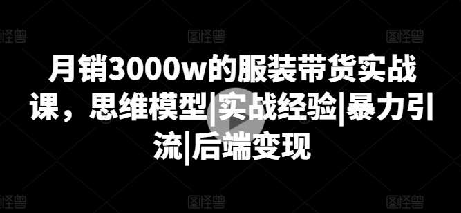 月销3000w的服装带货实战课，思维模型|实战经验|暴力引流|后端变现-问小徐资源库