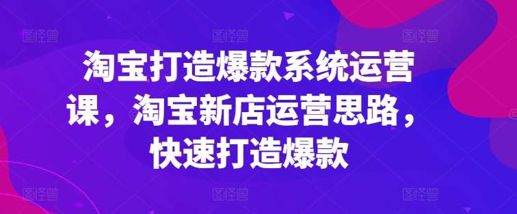 淘宝打造爆款系统运营课，淘宝新店运营思路，快速打造爆款-问小徐资源库