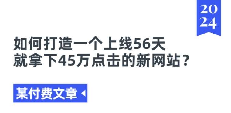 某付费文章《如何打造一个上线56天就拿下45万点击的新网站?》-问小徐资源库