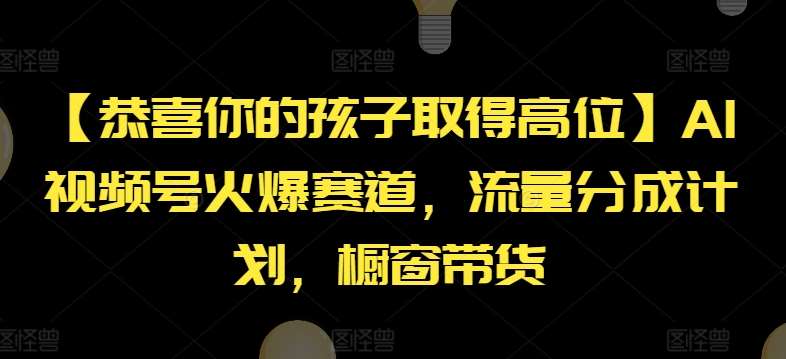 【恭喜你的孩子取得高位】AI视频号火爆赛道，流量分成计划，橱窗带货【揭秘】-问小徐资源库
