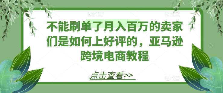 不能刷单了月入百万的卖家们是如何上好评的，亚马逊跨境电商教程-问小徐资源库