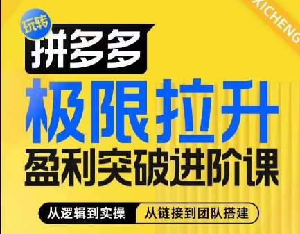 拼多多极限拉升盈利突破进阶课，​从算法到玩法，从玩法到团队搭建，体系化系统性帮助商家实现利润提升-问小徐资源库