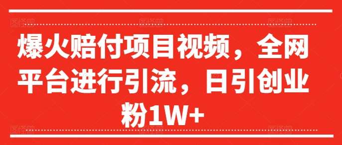 爆火赔付项目视频，全网平台进行引流，日引创业粉1W+【揭秘】-问小徐资源库