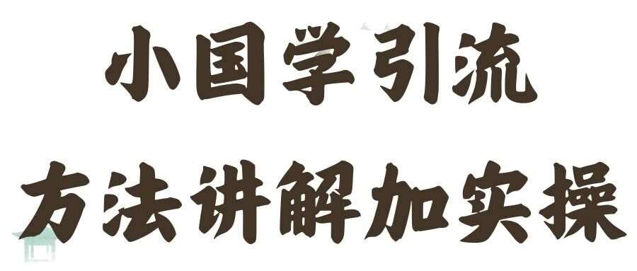 国学引流方法实操教学，日加50个精准粉【揭秘】-问小徐资源库