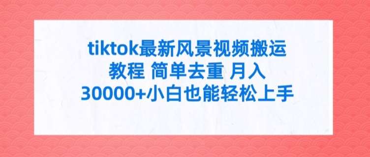 tiktok最新风景视频搬运教程 简单去重 月入3W+小白也能轻松上手【揭秘】-问小徐资源库