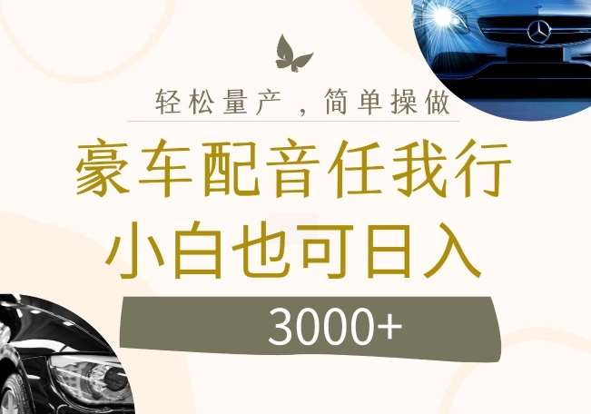 不为人知的暴力小项目，豪车配音，日入几张【揭秘】-问小徐资源库