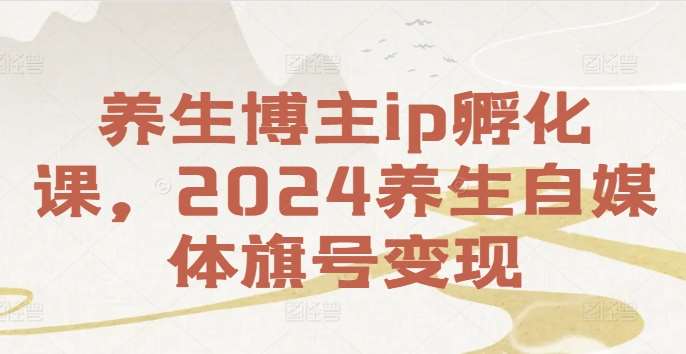 养生博主ip孵化课，2024养生自媒体旗号变现-问小徐资源库