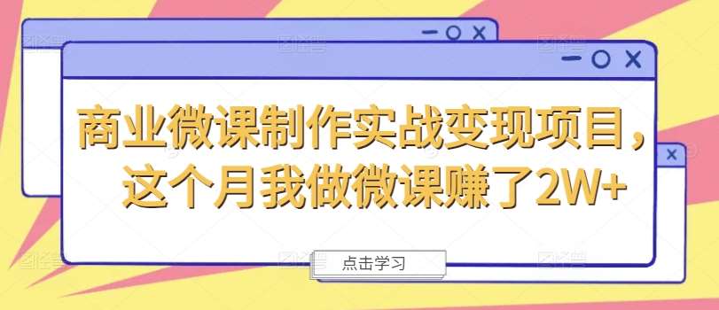 商业微课制作实战变现项目，这个月我做微课赚了2W+-问小徐资源库