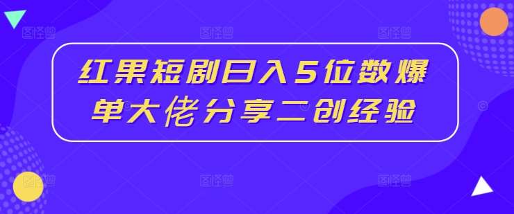 红果短剧日入5位数爆单大佬分享二创经验-问小徐资源库